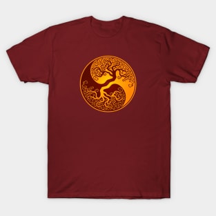 Yellow and Red Tree of Life Yin Yang T-Shirt